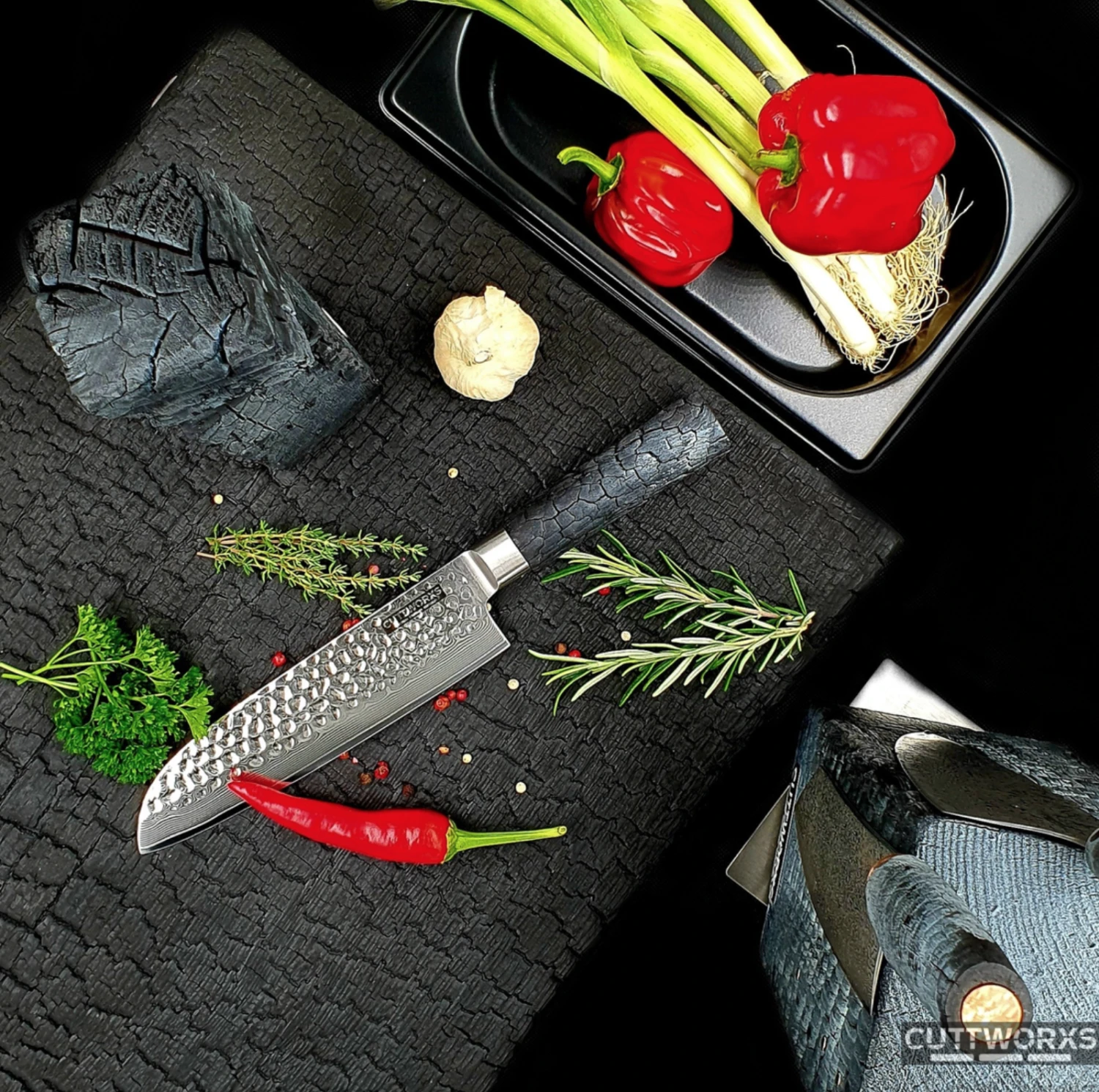 Cuttworxs Flamewood Evolution Santokumes - Afbeelding 2