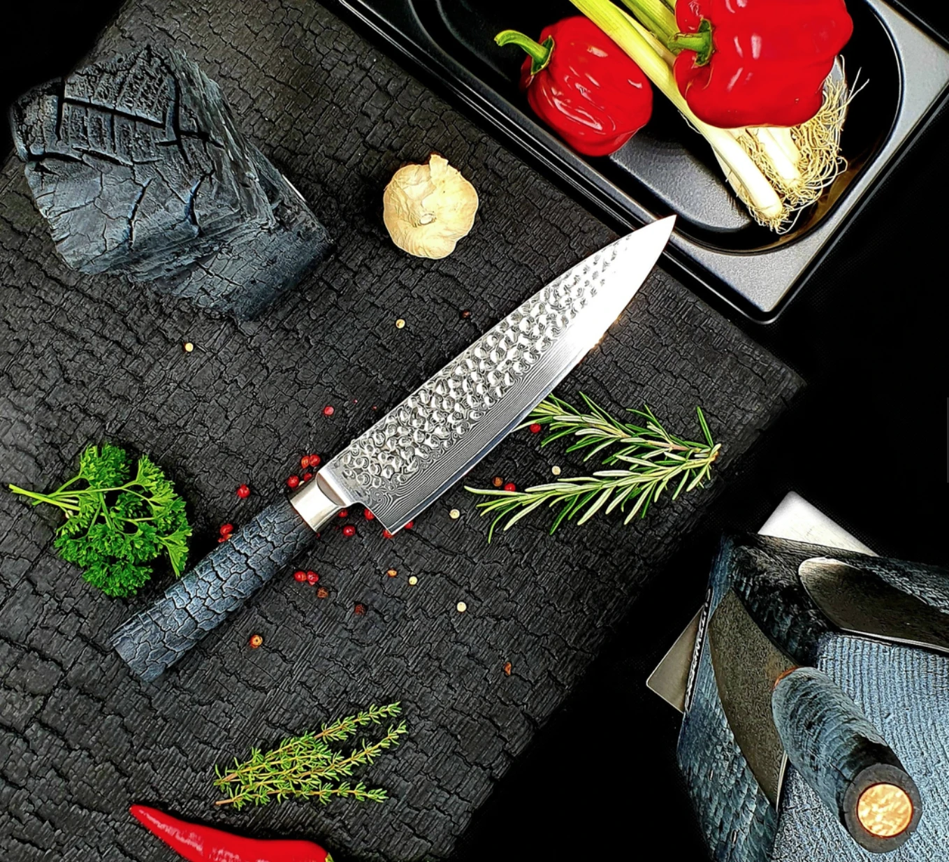 Cuttworxs Flamewood Koksmes Damaststaal VG10 - Afbeelding 3