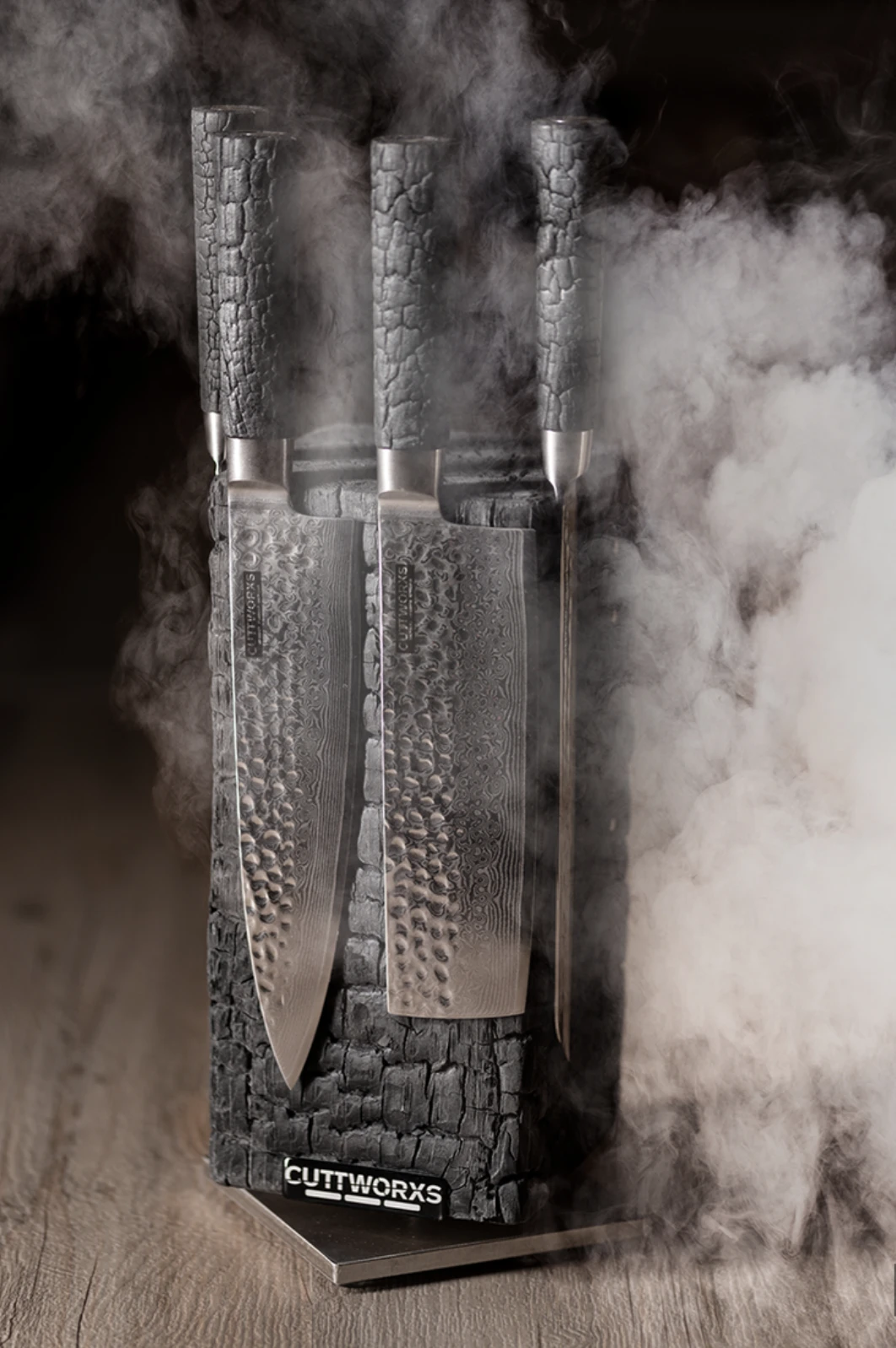 Cuttworxs Flamewood Koksmes Damaststaal VG10 - Afbeelding 5