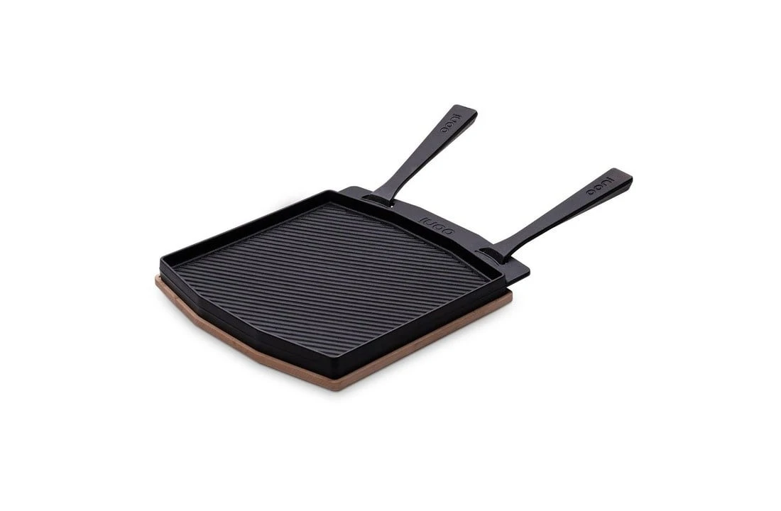 Ooni Dubbelzijdige Grizzlerplaat Met Afneembare Greep En Houten Bord - Afbeelding 2